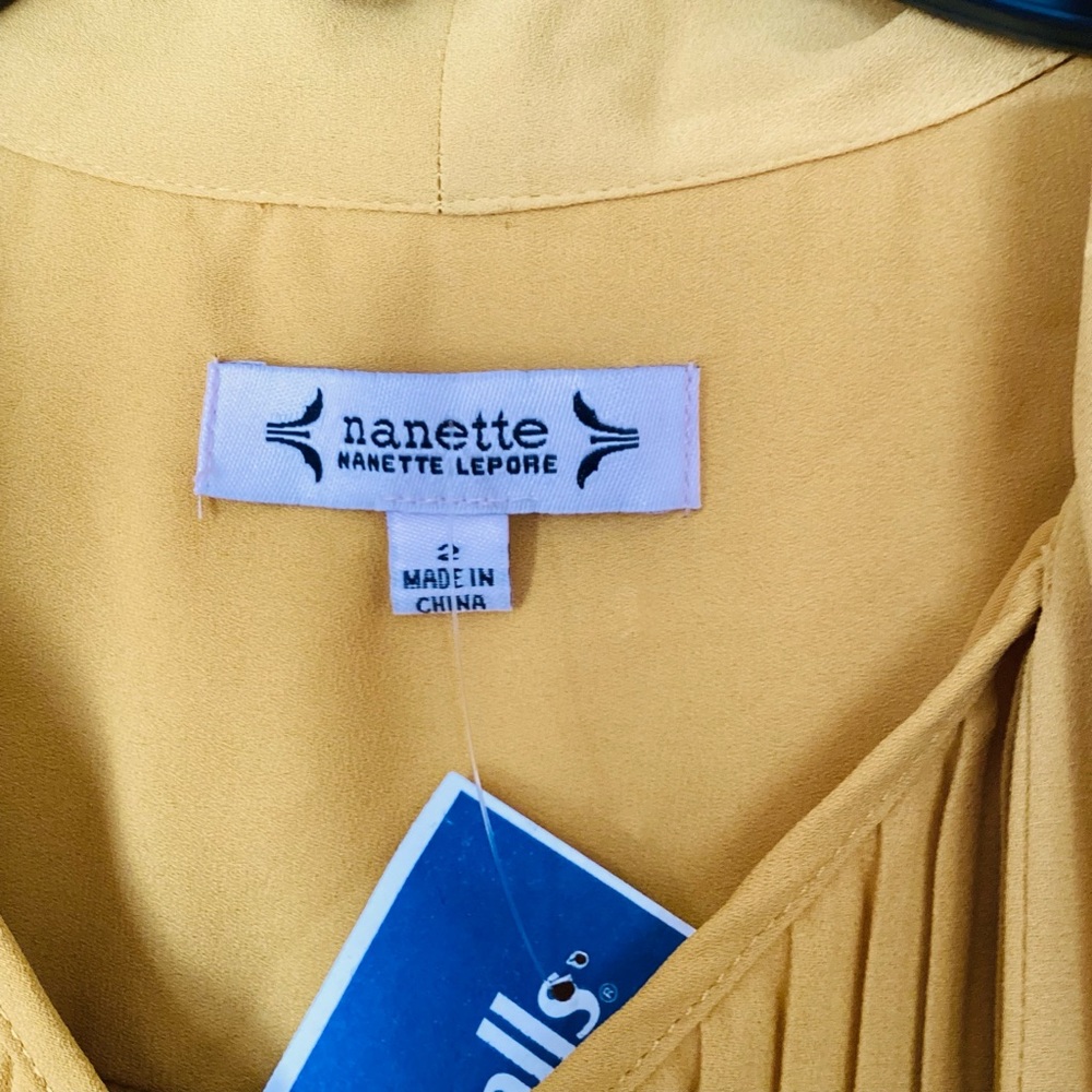 Nanette Lepore NWT Yellow  Pleated Chevron Midi Dress Size 2 - Picture 5 of 10